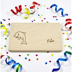 Frühstücksbrettchen für Kinder - Delfin personalisiert