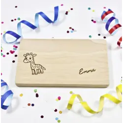 Frühstücksbrettchen für Kinder - Giraffe personalisiert